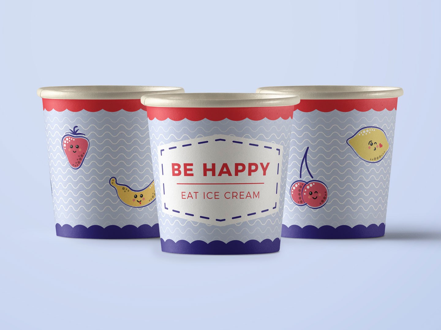 Eisbecher; Illustration; Früchte